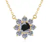 Transmisión en vivo transfronteriza collar con colgante de girasol en plata de ley 925 con diamante de color, cadena clásica para clavícula de mujer con moissanita de color