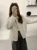 Novo casaco de lã casual dupla face para mulheres, jaqueta feminina solta de outono e inverno, casaco grosso com gola reversível, roupas femininas com zíper
