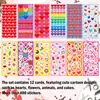 Pegatinas de Ánimo Transfronterizas 12 Piezas de Dibujos Animados Infantiles Corazón Rojo Lindo con Forma de Impermeables DIY Decorativos para Diario Pegatinas de Amor