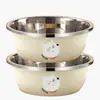 Juego de Tres Piezas de Tazones de Acero Inoxidable para Uso en Cocina Doméstica, Adecuados para Lavar Verduras, Amasar Masa y Hornear, Compatibles con Estufas de Inducción, Uso Comercial, Tazones Blancos Espesados y Profundizados