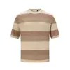 Camiseta de Punto Holgada Transpirable con Rayas de Bloques de Color Huecas Estilo Old Money, Nuevo Top Casual Suelto de Verano