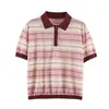 Europa Transfronteriza AliExpress Más Vendido Moda Casual Versátil Manga Corta Cuello Polo Tejido de Punto Rayado