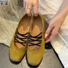 Zapatos Mary Jane retro de cuero genuino con correa cruzada y punta cuadrada para mujer, suela blanda, cómodos mocasines tipo ballet sin cordones