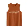 Amazon Comercio Electrónico Transfronterizo Sobrestimulado Casual Simple Cuello Redondo Estampado ebay Verano Camiseta sin Mangas para Mujer
