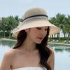 Sombrero de Playa Grande de Organza con Flor Tejida para Mujer de Verano Sombrero de Pescador de Viaje Protector Solar para Exterior Sombrero de Playa de Moda