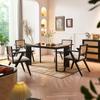Mesa de comedor y silla de madera maciza de ratán nórdico, combinación de mesa y silla de restaurante de estilo sencillo y tranquilo en color negro, muebles Foshan