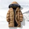 Chaqueta de Trabajo de Algodón con Cuello de Piel Grueso para Hombre Transfronteriza Abrigo de Invierno Cálido Top Grueso de Algodón de Longitud Media con Capucha Europeo y Americano
