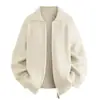 Otoño Invierno 2026 Nuevo Suéter Abrigo de Punto Simple con Solapa y Doble Cremallera para Hombre Talla Grande Moda Casual