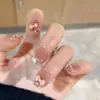 [Iris] Uñas Portátiles Hechas a Mano Estilo Francés con Degradado Morado Ojo de Gato, Efecto Iluminador, Pedrería Grande, Brillo Deslumbrante, Sensación de Alta Gama, Artículo de Lujo Popular