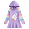Vestido de Algodón Nuevo 2023 Primavera y Otoño Dibujos Animados Arcoíris para Niña Suéter con Capucha de Manga Larga para Niños Vestido de Princesa