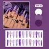 WM-67 Morado Flash Fantasma Puntas de Uña Largas en Forma de T Calabaza Fantasma de Dibujos Animados de Halloween Estrella 24 Piezas Uñas Portátiles Venta al por Mayor