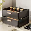 Estante de piso para horno de microondas de cocina, estante multifuncional de escritorio con cajones extraíbles en capas, estante de almacenamiento para encimera de horno