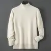 Baicai Rong Suéter de Lã Pura Novo Outono/Inverno Masculino Gola Alta Meia Malha Tricô Solto Simples Quente Camada Base de Tricô