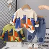 Traje casual para meninos comércio exterior Outono Novo confortável estampa total gatinho manga longa calça conjunto de duas peças fábrica atacado