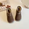 Botas de Neve Infantis Meninos Cor Sólida Simples Botas de Algodão Inverno Novo Antiderrapante Meninas Peludas Grandes de Algodão Quentes
