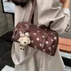 Bolso de mano de gamuza con lunares, gran capacidad, estilo simple de otoño, nuevo modelo 2026, bolso de hombro para mujer coreana con patrón, bajo el brazo