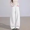 7501 Pantalones de Maternidad de Otoño Nuevos No Constrictores Barriga Pierna Curva Pantalones Casuales Pierna Recta Sueltos Pantalones de Pierna Ancha con Cordón