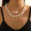 Collar de Perlas Planas Imitación Barroca Multicapa Nuevo de Gran Venta Transfronterizo, Collar de Perlas de Lujo Ligero y de Gama Alta para Mujer