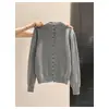 Cardigan de Tricô Estilo Francês Preguiçoso com Gola Alta Pequena Feminino Outono Inverno Engrossado Solto Macio Fofo Suéter de Malha de Botão Único Peça de Roupa Externa Top