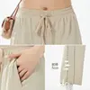 Pantalones de Hilo de Seda Finos de Verano 2026 Pantalones Deportivos Casuales Pantalones con Protección Solar para Mujer Pantalones de Pierna Ancha Sueltos con Caída Pantalones Rectos Frescos