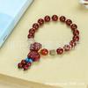 Pulsera de cinabrio rojo al por mayor con alto contenido de arena de oro púrpura de 8 m de cuentas redondas con colgante pulsera de la paz golondrina bestia valiente viva