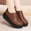 Zapatos de boca profunda con fondo grueso para mujer, zapatos de primavera y otoño para mujer, zapatos planos para madres de mediana edad, zapatos de plataforma con fondo cómodo, zapatos de cuero de una generación de cabello
