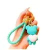 Llavero Creativo Oso Corazón Corriendo con un Buen Carnicero, Llavero de Muñeco de Pareja Mismo Estilo Colgante para Bolso