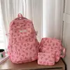 Nuevo Set de Mochila Escolar Impresa de Tres Piezas con Lazo para Estudiantes de Secundaria, Mochila Popular Ligera y Elegante