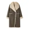 Abrigo Largo de Gamuza Reversible Doble Cara para Mujer Otoño e Invierno, Estilo Transfronterizo