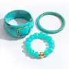 Pulsera Bangle Ovalada Cuadrada de Abalorios Acrílicos Retro Europea y Americana de Tres Piezas Joyería de Mano Exagerada con Personalidad Transfronteriza para Mujeres
