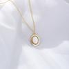 Collar de Plata Esterlina con Colgante Ovalado Retro Europeo y Americano de Concha Nácar Blanca Natural, Collar Simple y Elegante de Moda para Mujer