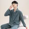 Pijama de Algodón Puro para Hombre Verano Manga Larga Pantalón Largo 5 Años Nuevo Primavera Otoño Conjunto de Ropa para el Hogar 100% Algodón Talla Grande Se Puede Usar Afuera