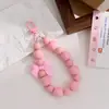 Contas de borracha fosca em cores de doce, corrente de celular em formato de laço, acessórios com contas de alta qualidade para bolsas de meninas e chaveiros criativos