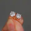 Pendientes de Cristal de Zirconia Blanca Redonda con Garras Cuatro, Explosiones Blancas K Blancas de Shein Transfronterizos para Mujer, 8 mm, Joyería de Oreja Simple de Moda Versátil