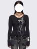 Ventas Directas de Fábrica 2026 Amazon Otoño e Invierno Moda Y2K Estampada Personalizada Europea y Americana Transfronteriza Camiseta de Manga Larga Tops para Mujer