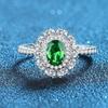 Anillo de plata de ley S925 con forma de huevo, diamante azul marino, verde, nano diamante rojo, diamante amarillo, para mujer, exquisita joyería de plata de moda para celebridades.