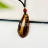 Pendente de Pedra Olho de Tigre Amarelo Natural Bodhisattva Guanyin com Pixiu Duplo Jade Atacado Cristal Pedra Olho de Tigre Pingente de Dragão