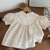 Novedad para Niñas Verano Moda Elegante Camisa Bordada con Encaje Novedad para Bebé Niña Elegante Top Bordado con Encaje Moderno