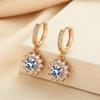 Brincos leves de girassol de imitação de moissanite de luxo de alta qualidade, brincos femininos de ouro champanhe, não desbotam, pequenos brincos criativos frescos