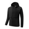 Jaqueta de Corrida com Capuz Masculina Elástica à Prova de Vento Primavera Outono Fina para Exterior Caminhada Esportes Casaco Treinamento Fitness Corta-vento