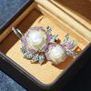Broche de peonía dorada de dos colores, elegante, retro, atmosférico, chapado en oro, con perlas de imitación, accesorios para mujer.