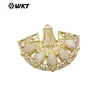 WT-MP295 Abanico Único Multicolor Incrustado con Piedras Preciosas Pequeñas y Circonita Colgante para Accesorios de Joyería Exquisitos DIY