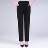 Pantalones casuales de verano para mamá, para mujeres de mediana edad y mayores, de cintura alta, elásticos, de talla grande, rectos, blancos