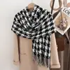 Cachecol Grande Pied-de-Poule para Mulheres, Doce Coreano e Japonês de Comprimento Médio, Cachecol Quente de Moda em Falso Caxemira, Xale de Luxo para Casal