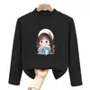 Camada base térmica infantil com forro de fleece, nova coleção outono/inverno 2026, gola alta, peça íntima quente, top casual de manga longa para meninas