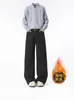 Jeans Retro de Color Sólido con Forro de Polar Estilo Americano para Hombre 2026 Nueva Marca de Moda Sueltos Rectos Versátiles Acampanados Pantalones Largos