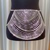 Corrente de corpo sexy de luxo com strass completo e borla multicamadas, corrente de cintura, acessórios de moda para biquíni e baile, joia de corpo