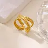 Anillo Transfronterizo Nuevo de Acero Inoxidable Chapado en Oro de 18K con Circonita de Colores para Mujer, Versátil, Sencillo y Elegante, Anillo de Segunda Mano