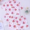 Pijama infantil ligero de verano con estampado de capibara, cárdigan con cuello, manga corta y pantalón largo, conjunto de ropa para el hogar al por mayor
