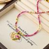Collar Guofeng original con cuentas de perlas y piedras rosas, diseño de flor de amor, para mujer, ligero, de lujo, con cadena de clavícula de alta calidad.